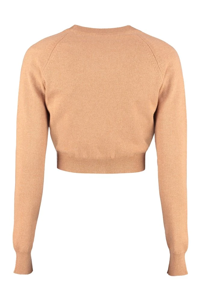 Dolce & Gabbana V-Neck Cropped Cardigan - Brown 2 Dolce & Gabbana V-Neck Cropped Cardigan - Brown - Image 2