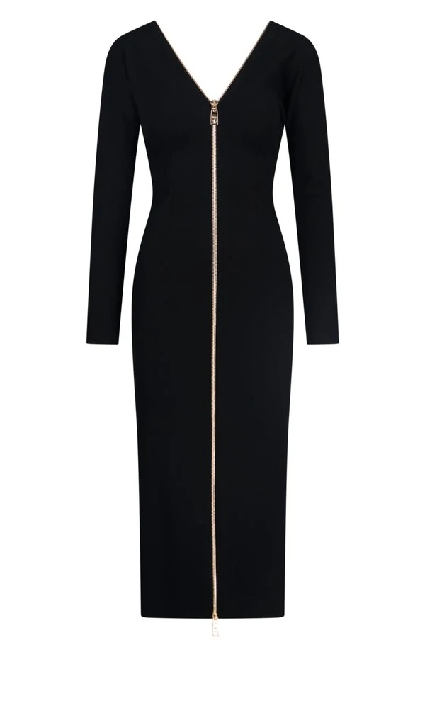 Dolce & Gabbana Zip-Up Midi Dress - Black 1 Dolce & Gabbana Zip-Up Midi Dress - Black