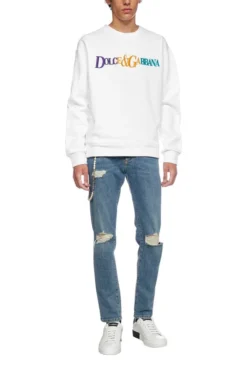 Dolce & Gabbana Logo Embroidered Crewneck Sweatshirt - White -Cheap Vestureo Store 10ef58cf47f3fe64496041884b947b02