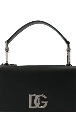 ( New Season ) Dolce & Gabbana Logo Plaque Mini Shoulder Bag - Black