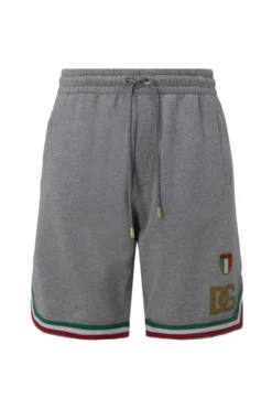 ( New Season ) Dolce & Gabbana Patch Embellished Jersey Shorts - Grey