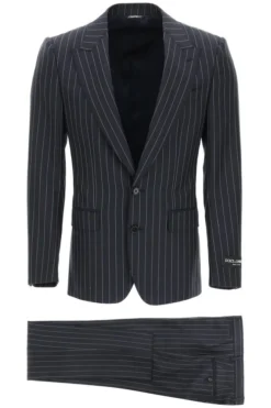Dolce & Gabbana Pinstripe Single Breasted Two-Piece Suit - Navy