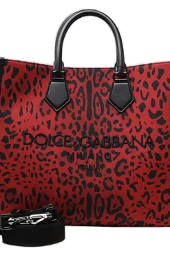 ( New Season ) Dolce & Gabbana Strapped Leopard Printed Tote Bag - Multi