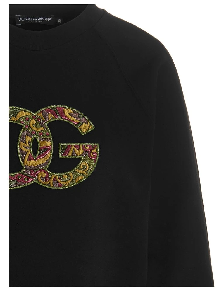 ( New Season ) Dolce & Gabbana Logo Printed Cropped Sweatshirt - Black 3 ( New Season ) Dolce & Gabbana Logo Printed Cropped Sweatshirt - Black - Image 3