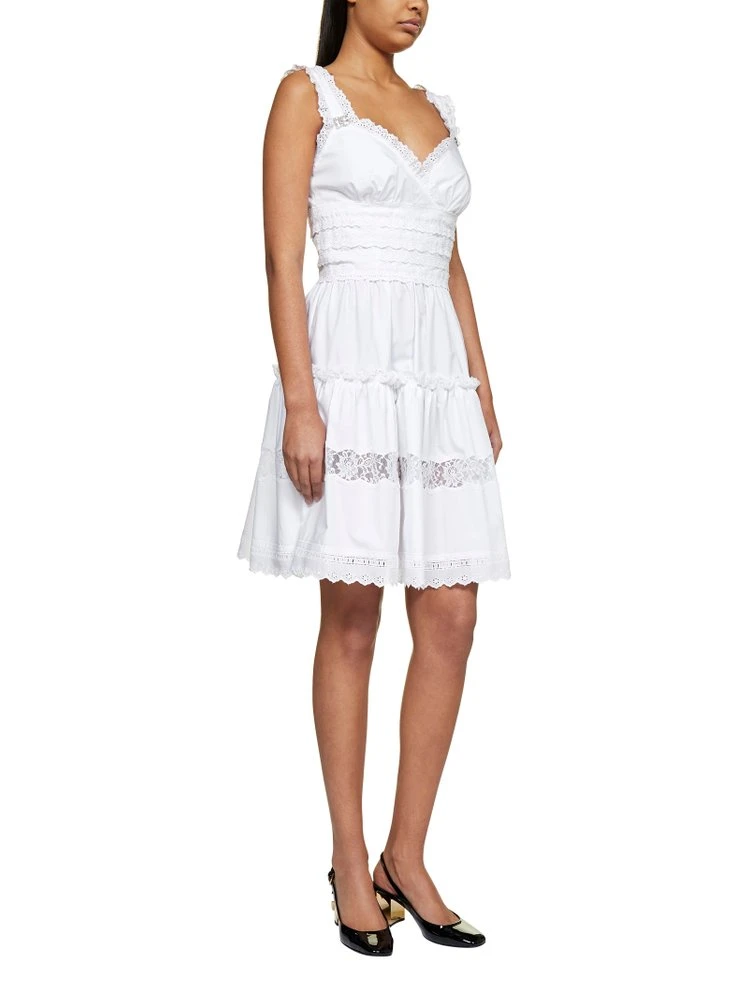 ( New Season ) Dolce & Gabbana DG Logo Embellished Poplin Dress - White 2 ( New Season ) Dolce & Gabbana DG Logo Embellished Poplin Dress - White - Image 2
