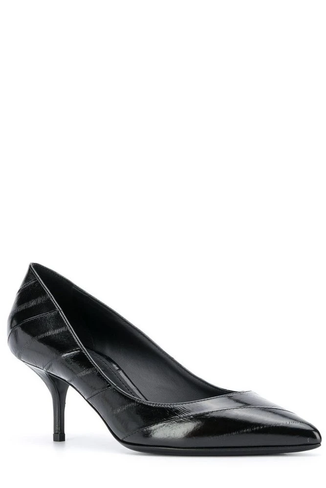 Dolce & Gabbana Striped Pointed Toe Pumps - Black 2 Dolce & Gabbana Striped Pointed Toe Pumps - Black - Image 2