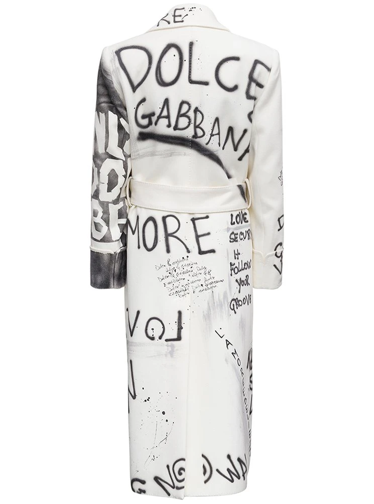 Dolce & Gabbana Logo Graffiti Coat - White 2 Dolce & Gabbana Logo Graffiti Coat - White - Image 2