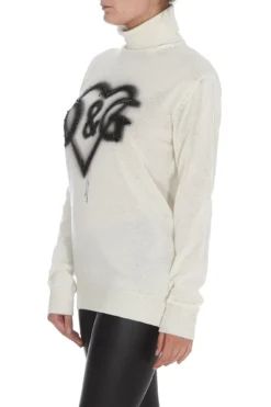 Dolce & Gabbana Logo Sprayed High-Neck Sweater - White -Cheap Vestureo Store 12de0d5c961b34157cb5ea9db0363bc6