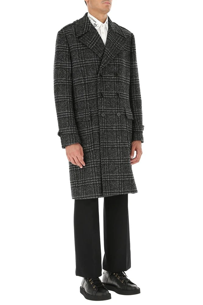 Dolce & Gabbana Double-Breasted Checked Coat - Grey 5 Dolce & Gabbana Double-Breasted Checked Coat - Grey - Image 5