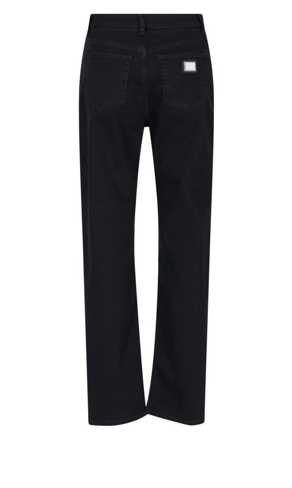 ( New Season ) Dolce & Gabbana Logo Plaque Straight-Leg Jeans - Black 2 ( New Season ) Dolce & Gabbana Logo Plaque Straight-Leg Jeans - Black - Image 2