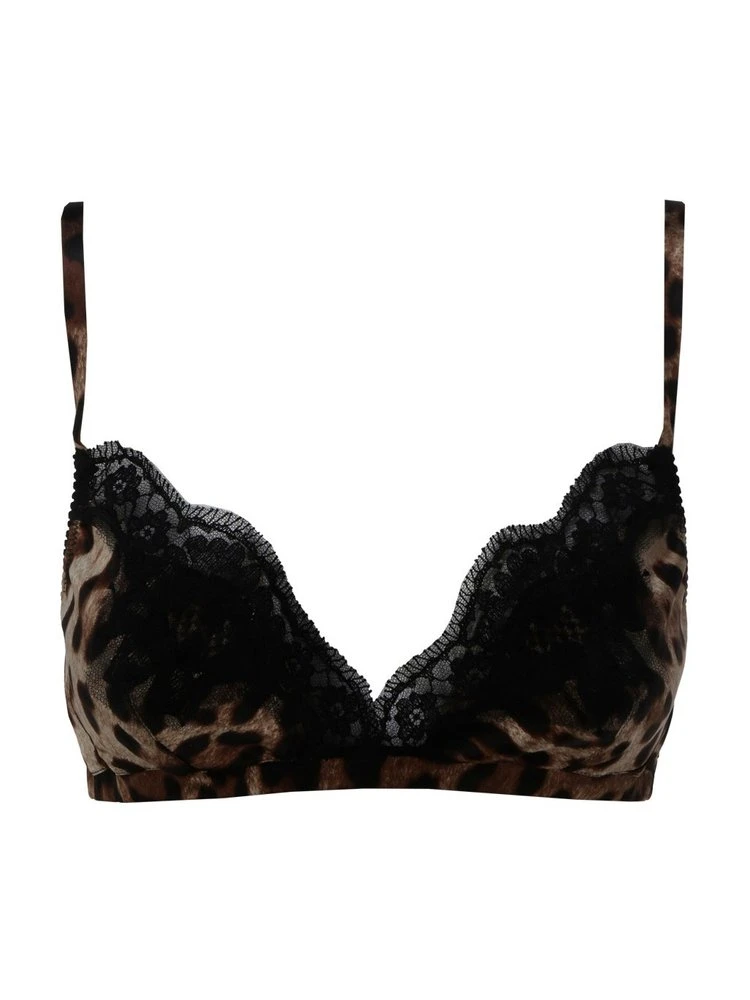 ( New Season ) Dolce & Gabbana Leopard Printed Lace Trimmed Bra - Multi 1 ( New Season ) Dolce & Gabbana Leopard Printed Lace Trimmed Bra - Multi