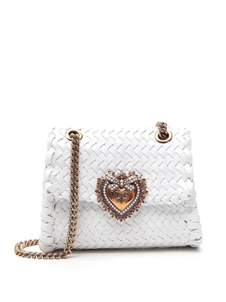 Dolce & Gabbana Devotion Woven Small Shoulder Bag - White 1 Dolce & Gabbana Devotion Woven Small Shoulder Bag - White