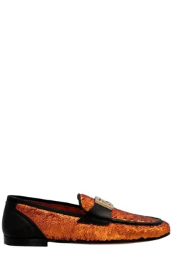( New Season ) Dolce & Gabbana Ariosto Logo Plaque Slip-On Slippers - Multi