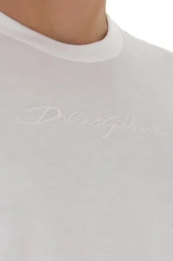 Dolce & Gabbana Logo Embroidered T-Shirt - White -Cheap Vestureo Store 14412d3605bf56042a332741c66b164a