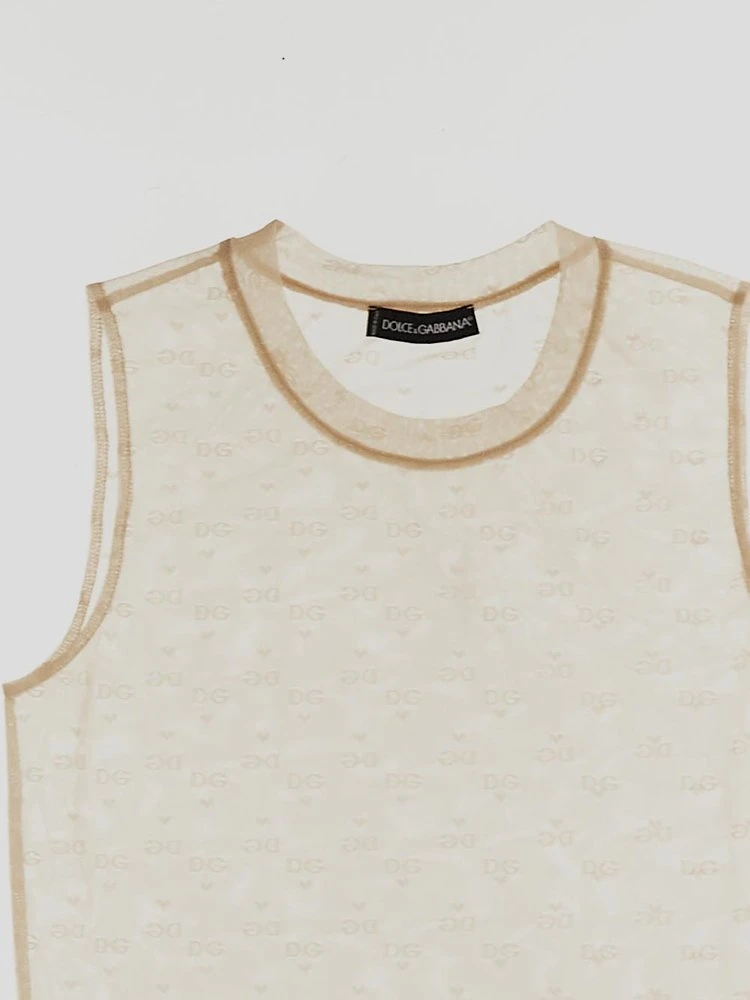 ( New Season ) Dolce & Gabbana Semi-Sheer Crewneck Top - Beige 3 ( New Season ) Dolce & Gabbana Semi-Sheer Crewneck Top - Beige - Image 3