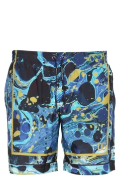 ( New Season ) Dolce & Gabbana Graphic Printed Drawstring Swim Shorts - Multi