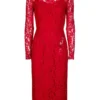 Dolce & Gabbana Long Sleeve Lace Dress - Red