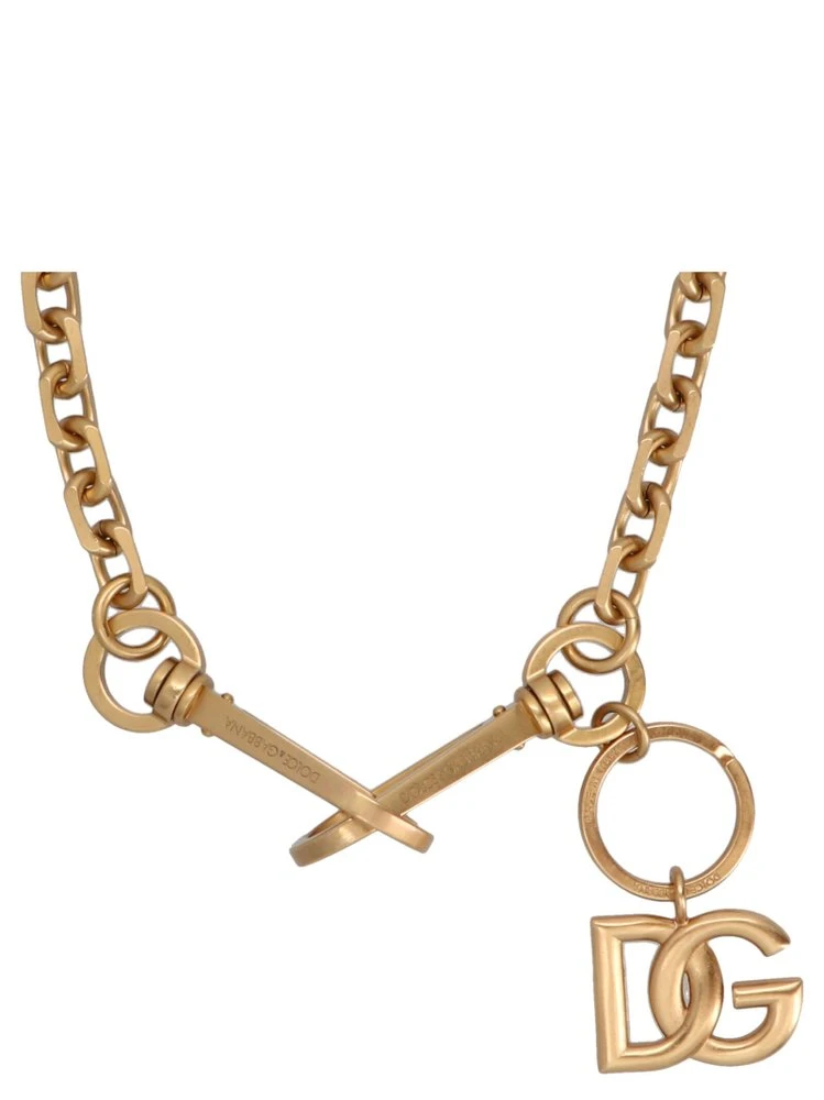Dolce & Gabbana Logo Plaque Double-Hook Necklace - Gold 2 Dolce & Gabbana Logo Plaque Double-Hook Necklace - Gold - Image 2
