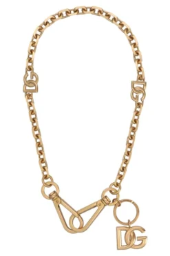 Dolce & Gabbana Logo Plaque Double-Hook Necklace - Gold