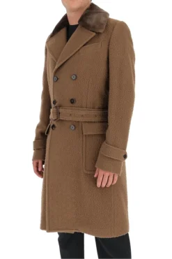 Dolce & Gabbana Fur Collar Belted Coat - Brown -Cheap Vestureo Store 1624515219480 q94gHWBzK3Nzs9HZS