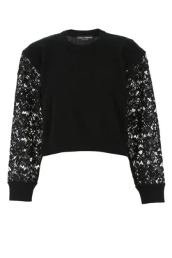 Dolce & Gabbana Lace Sleeve Jumper - Black