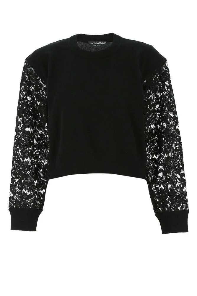 Dolce & Gabbana Lace Sleeve Jumper - Black 1 Dolce & Gabbana Lace Sleeve Jumper - Black