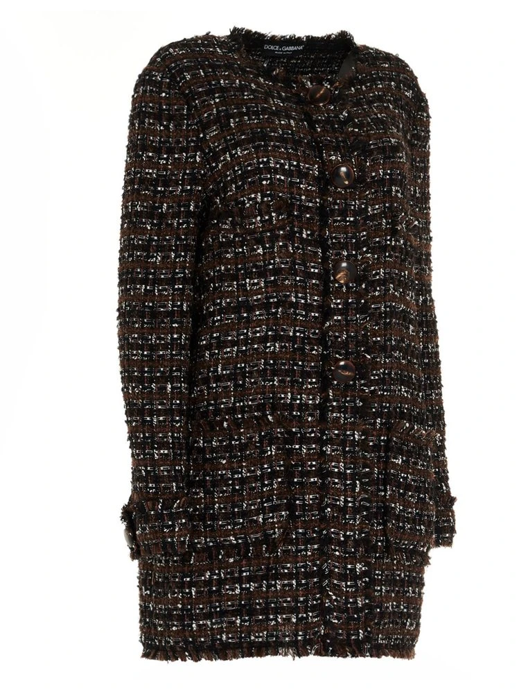 Dolce & Gabbana Checked Tweed Coat - Multi 3 Dolce & Gabbana Checked Tweed Coat - Multi - Image 3