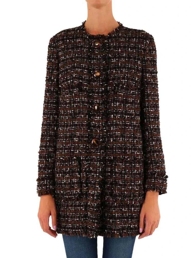 Dolce & Gabbana Checked Tweed Coat - Multi 4 Dolce & Gabbana Checked Tweed Coat - Multi - Image 4