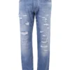 Dolce & Gabbana Distressed Straight-Leg Jeans - Blue