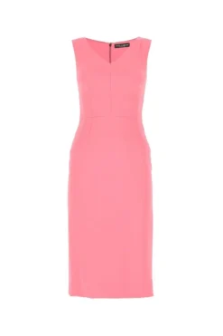 Dolce & Gabbana V-Neck Fitted Dress - Pink