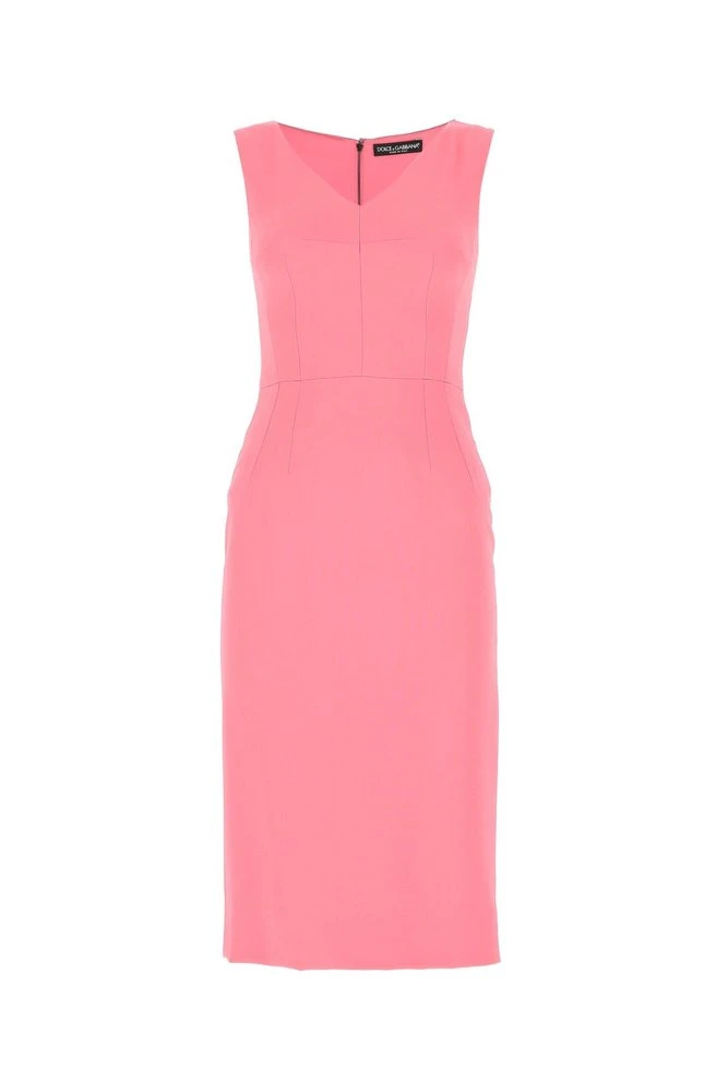 Dolce & Gabbana V-Neck Fitted Dress - Pink 1 Dolce & Gabbana V-Neck Fitted Dress - Pink