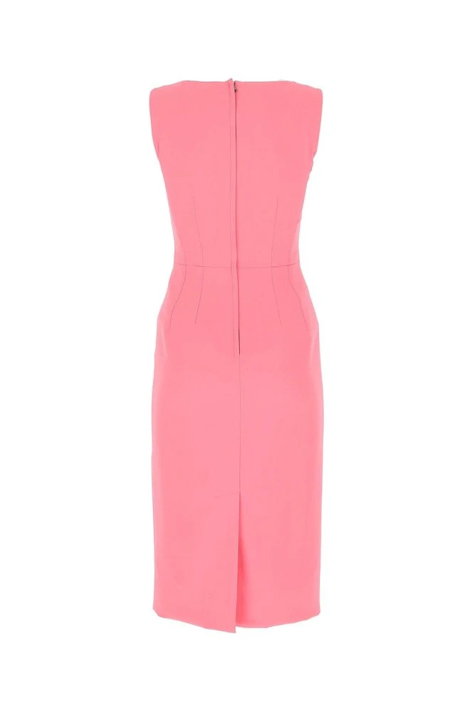 Dolce & Gabbana V-Neck Fitted Dress - Pink 2 Dolce & Gabbana V-Neck Fitted Dress - Pink - Image 2
