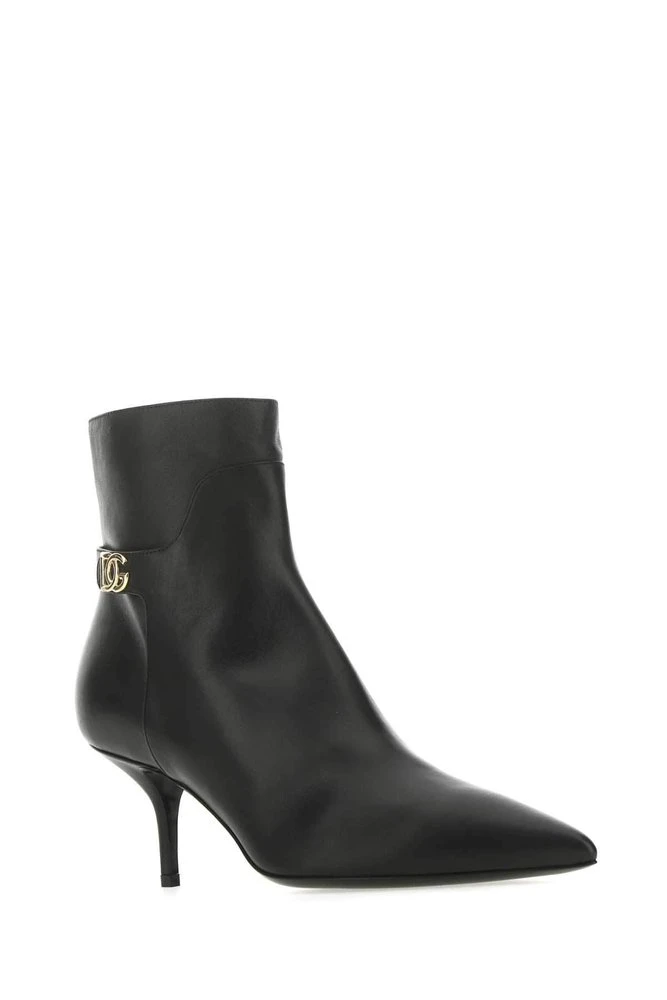 Dolce & Gabbana Logo Plaque Ankle Boots - Black 2 Dolce & Gabbana Logo Plaque Ankle Boots - Black - Image 2