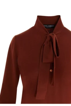 Dolce & Gabbana Pussybow Knit Top - Orange -Cheap Vestureo Store 1624601390281 duYycZxWhguoWvH9G