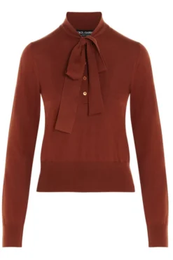 Dolce & Gabbana Pussybow Knit Top - Orange