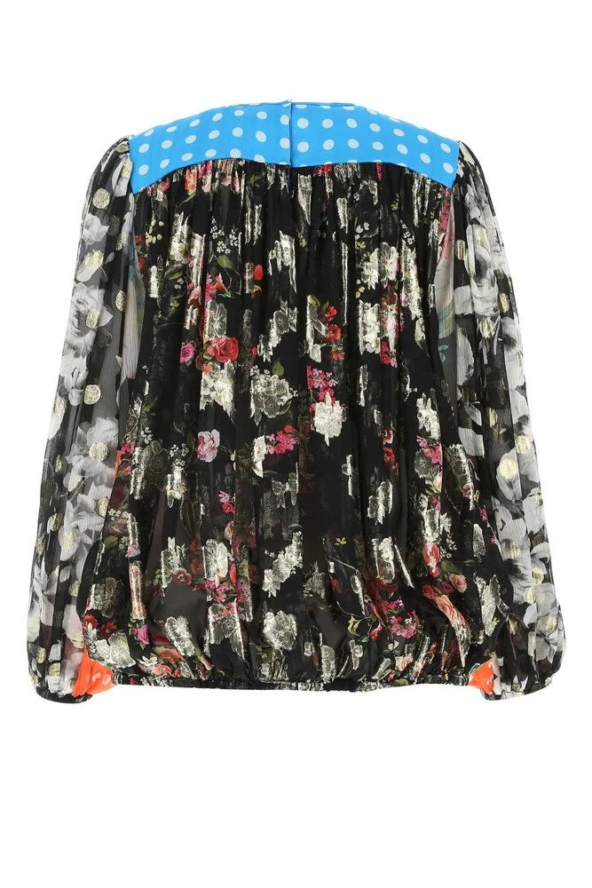 Dolce & Gabbana Patchwork Long-Sleeved Blouse - Multi 2 Dolce & Gabbana Patchwork Long-Sleeved Blouse - Multi - Image 2