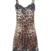 Dolce & Gabbana Leopard Print Lace Trim Slip - Multi