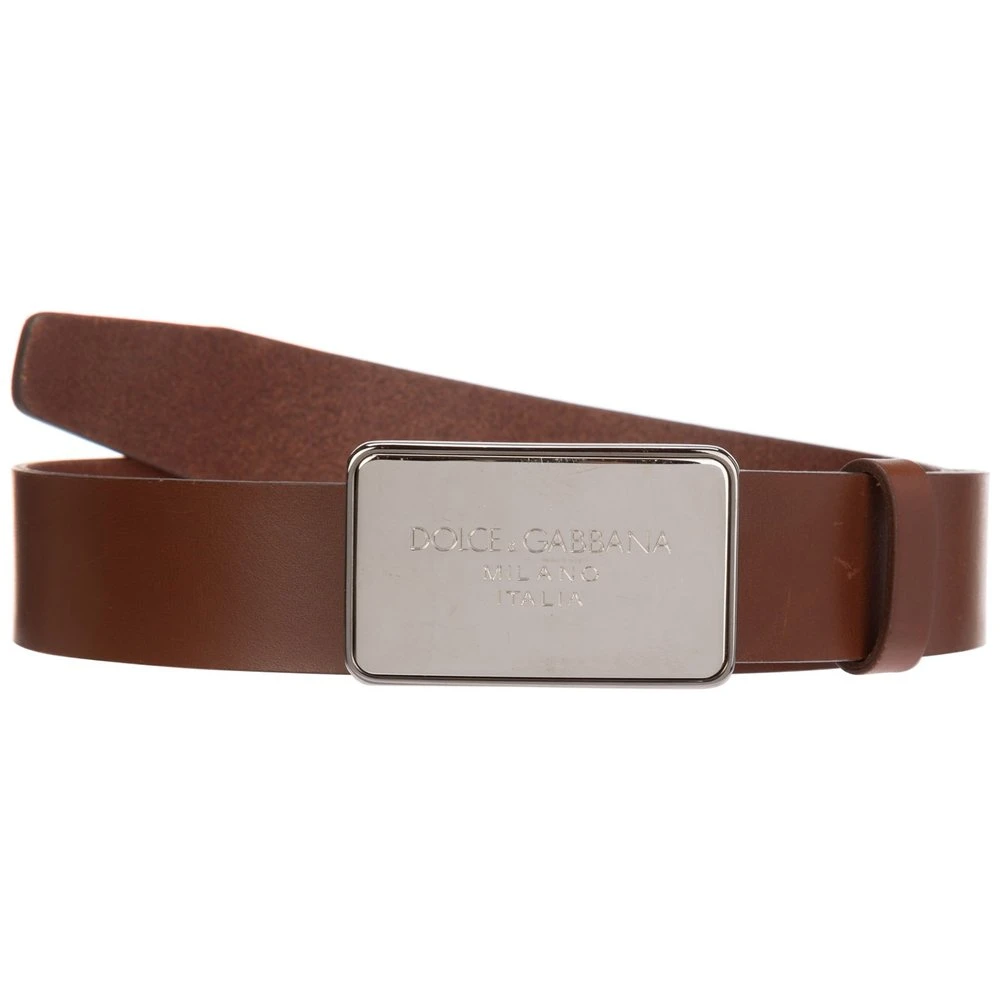 Dolce & Gabbana Logo Engraved Buckle Belt - Brown 1 Dolce & Gabbana Logo Engraved Buckle Belt - Brown