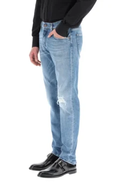 Dolce & Gabbana Distressed Straight-Leg Jeans - Blue -Cheap Vestureo Store 1624678911457 WHp8ecqx3qqEaxyMR