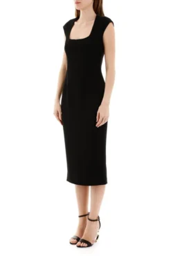 Dolce & Gabbana Square-Neck Fitted Midi Dress - Black -Cheap Vestureo Store 1624678964537 X5vjLrppbruZk7kej