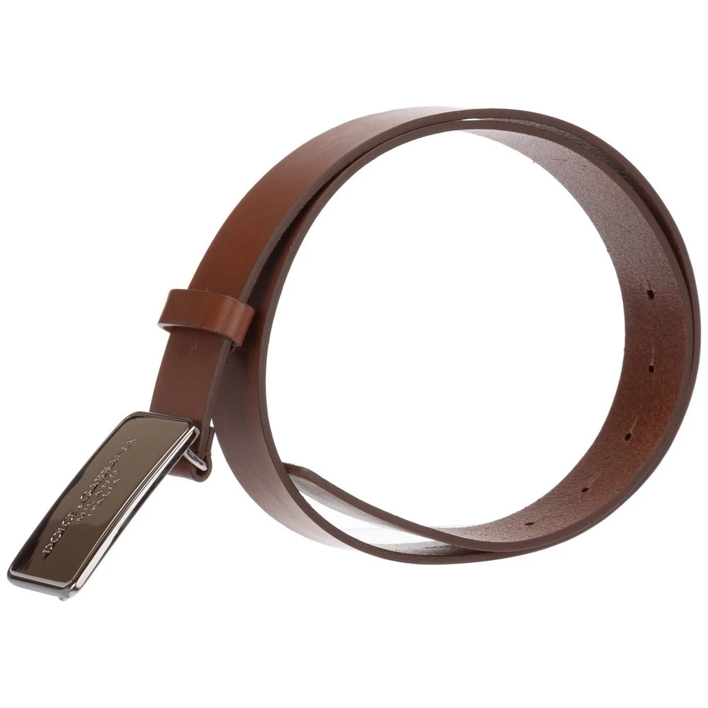 Dolce & Gabbana Logo Engraved Buckle Belt - Brown 2 Dolce & Gabbana Logo Engraved Buckle Belt - Brown - Image 2