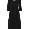 Dolce & Gabbana Logo Embroidered Midi Dress - Black