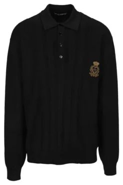 Dolce & Gabbana Logo Embroidered Polo Shirt - Black