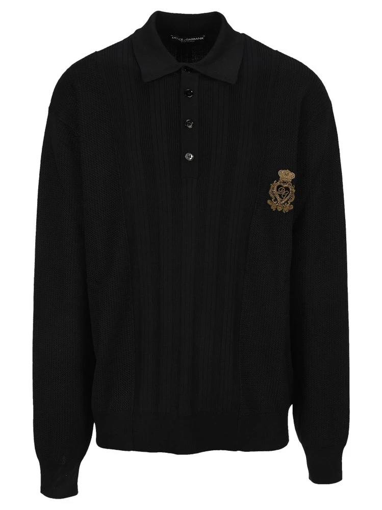 Dolce & Gabbana Logo Embroidered Polo Shirt - Black 1 Dolce & Gabbana Logo Embroidered Polo Shirt - Black