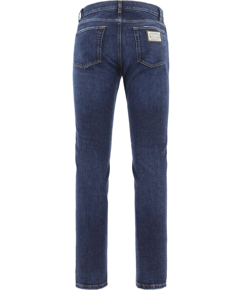 Dolce & Gabbana Logo Patch Straight-Leg Jeans - Blue 2 Dolce & Gabbana Logo Patch Straight-Leg Jeans - Blue - Image 2