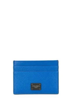 ( New Season ) Dolce & Gabbana Logo Plaque Cardholder - Blue