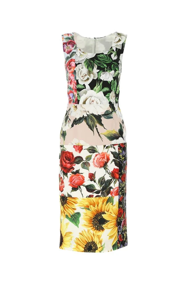 Dolce & Gabbana Floral Patchwork Midi Dress - Multi 1 Dolce & Gabbana Floral Patchwork Midi Dress - Multi