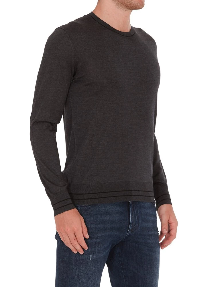 Dolce & Gabbana Stripe Trim Jumper - Grey 4 Dolce & Gabbana Stripe Trim Jumper - Grey - Image 4