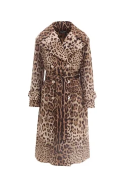 Dolce & Gabbana Animal Print Double Breasted Trench Coat - Multi