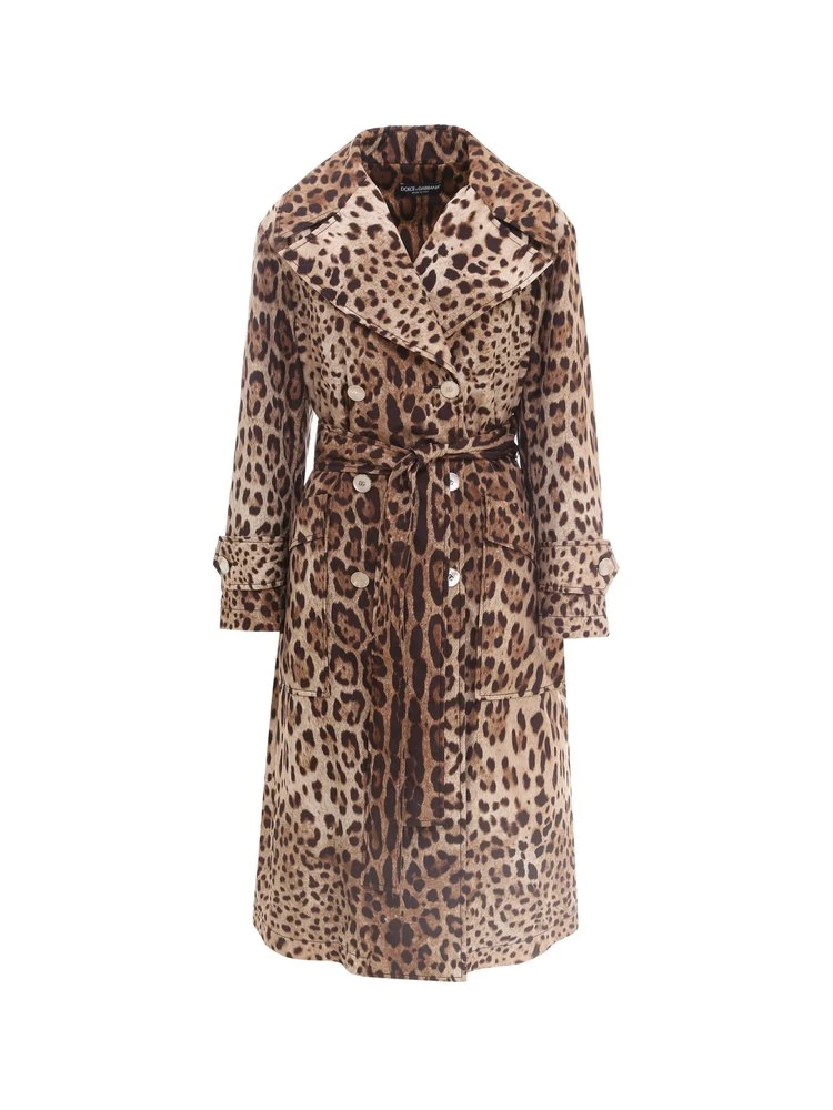 Dolce & Gabbana Animal Print Double Breasted Trench Coat - Multi 1 Dolce & Gabbana Animal Print Double Breasted Trench Coat - Multi